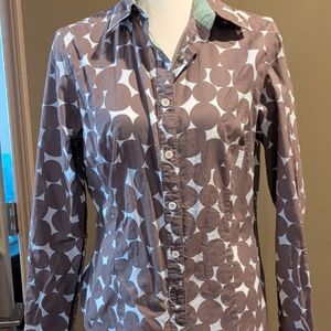 Boden Brown and White Geometric Men's Shirt